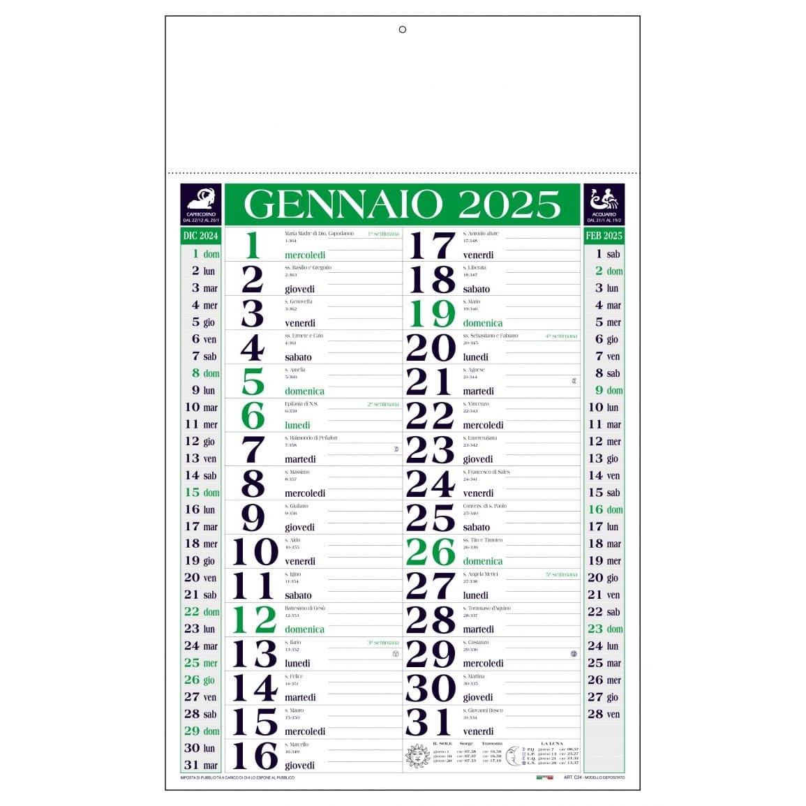 CALENDARIO-OLANDESE-28.8x47-Verde/Blu navy