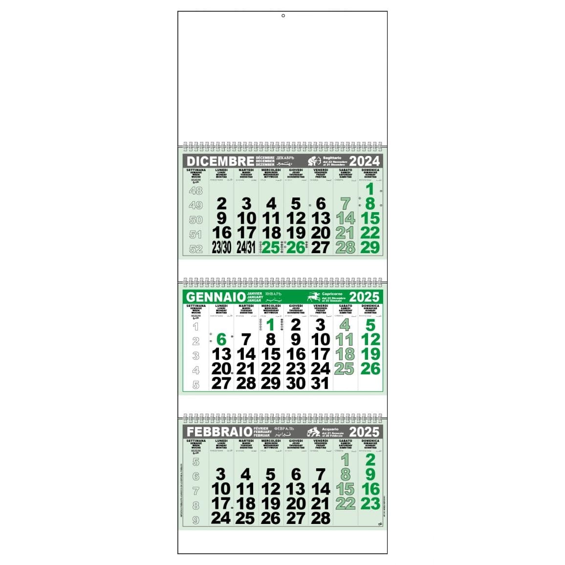 CALENDARIO-PIEGHEVOLE-31x80-Verde/Nero