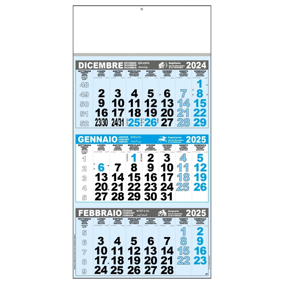 CALENDARIO-TRITTICO-31x60-Azzurro/Nero