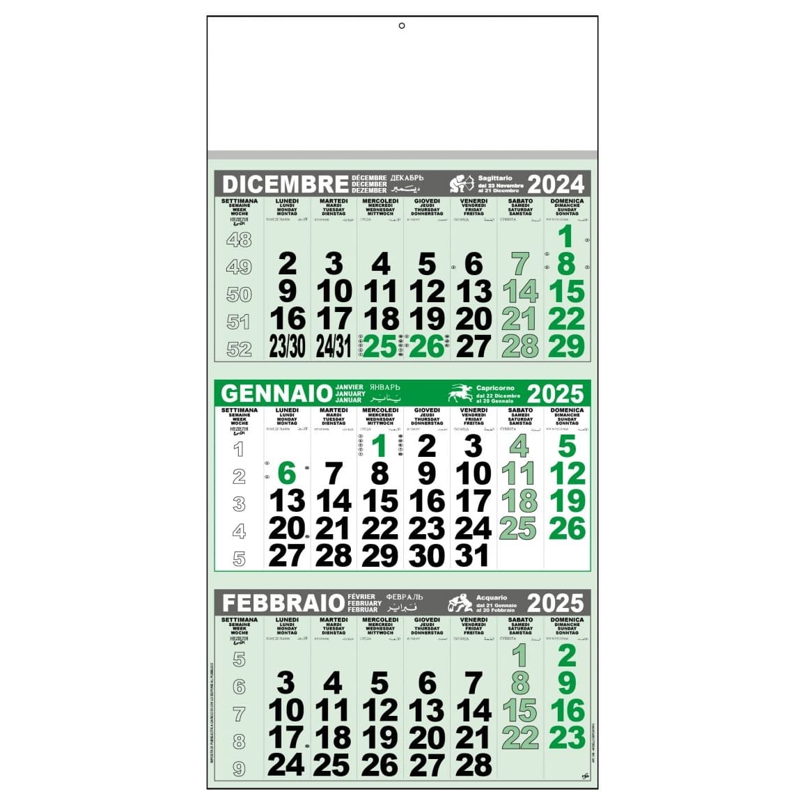 CALENDARIO-TRITTICO-31x60-Verde/Nero