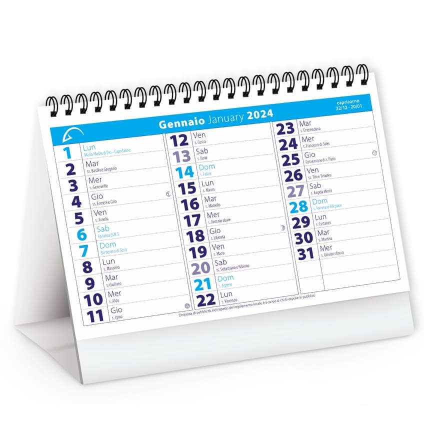Calendari da tavolo 2024 personalizzati con logo